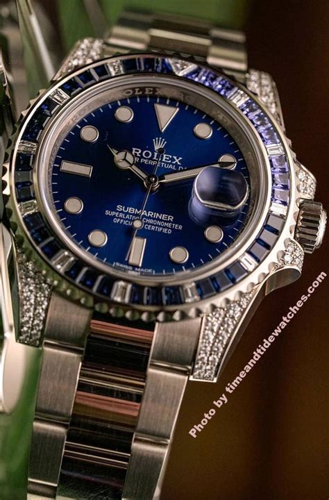 sapphire and diamond rolex|rolex submariner diamond sapphire bezel.